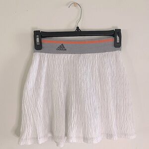 Adidas Tennis Skirt, White Light Ruffles with Gray and Orange Waist Band